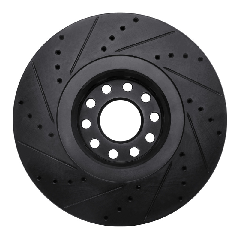 Audi A8 Brake Rotor (1) - Front Right - R1 Concepts - Drilled & Slotted - Black - `00-`03